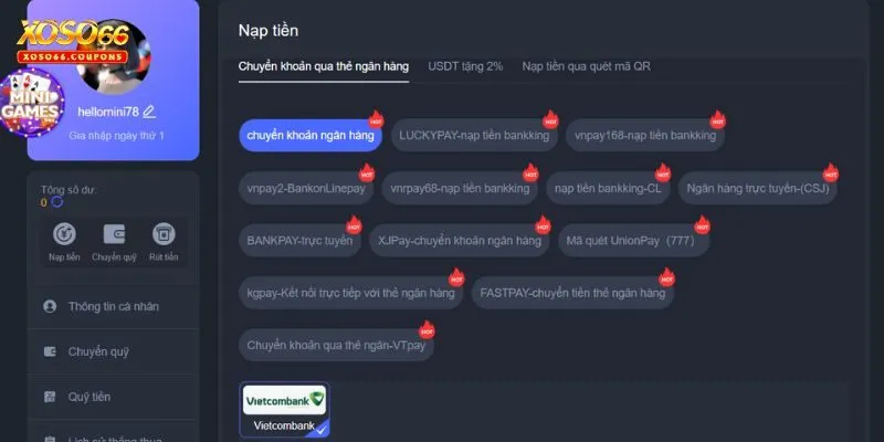 Nạp - rút tiền tại Xoso66 siêu nhanh